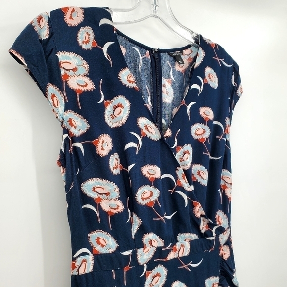 J. Crew Navy Floral Faux Wrap Mini Dress - Picture 7 of 16